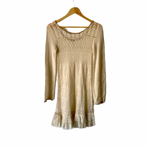 Free People Dresses & Skirts - Free People Knit Lace Cream Dress